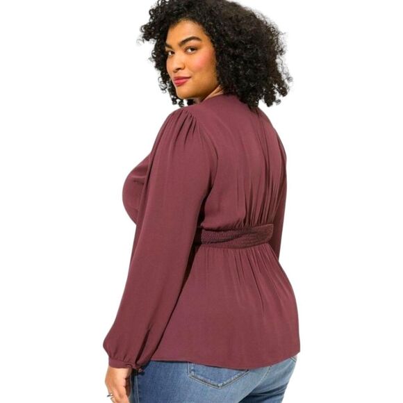 TORRID Babydoll Georgette Pentuck Long sleeve Blouse - Picture 8 of 16